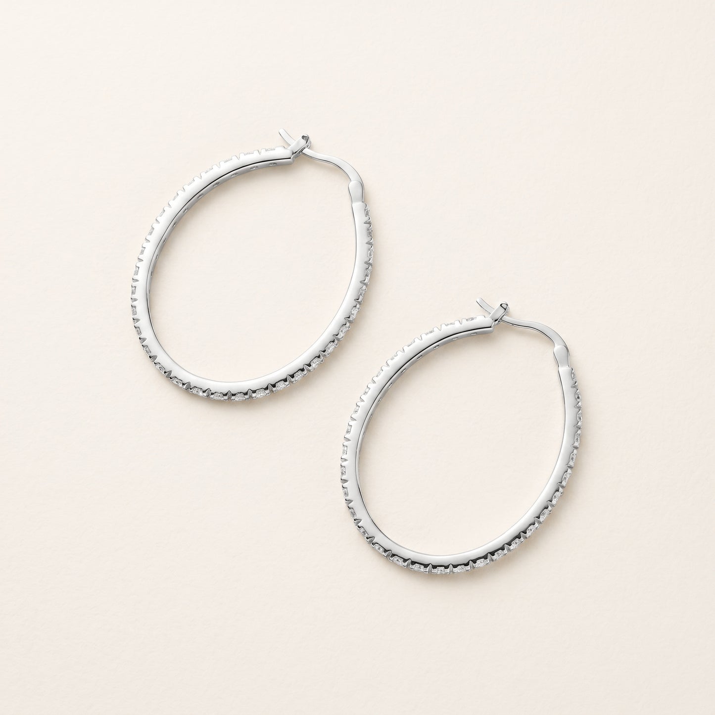 Diamond Oval Hoop Earrings