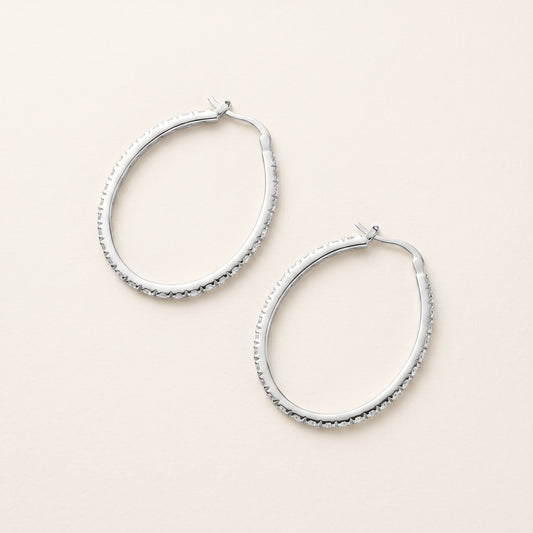 Diamond Oval Hoop Earrings
