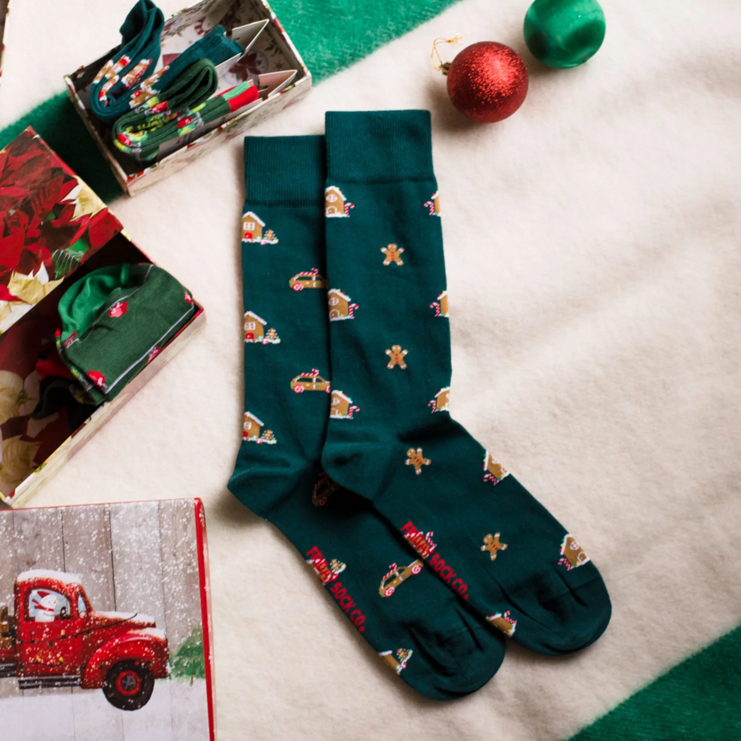 Men's Ugly Christmas Gingerbread House Socks