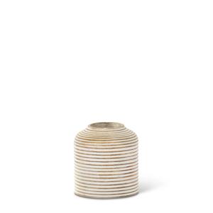 Whitewashed Wood Carved Stripe Vases