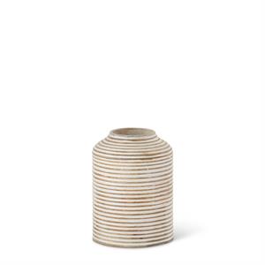 Whitewashed Wood Carved Stripe Vases