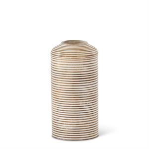 Whitewashed Wood Carved Stripe Vases