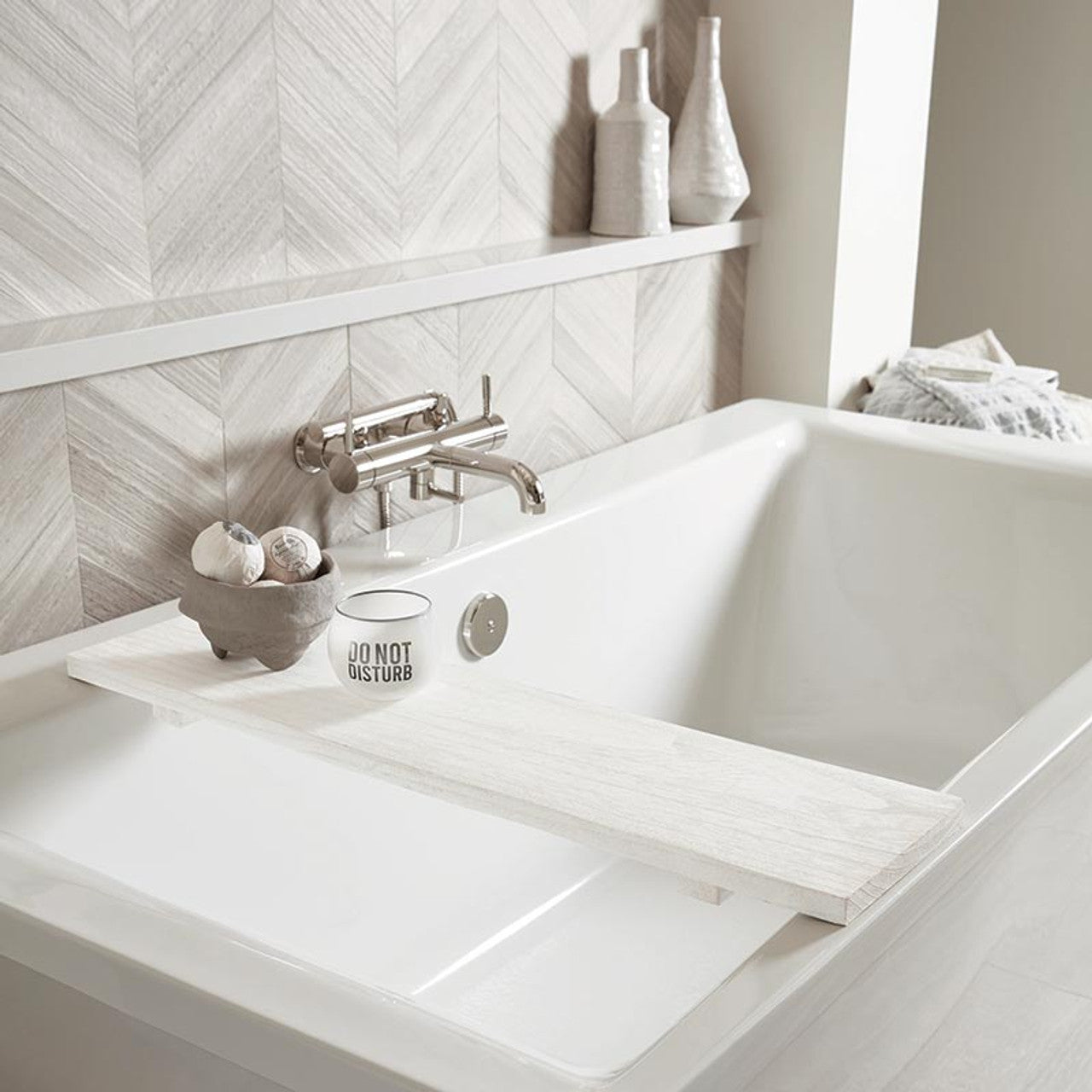 Wood Bath Board - White