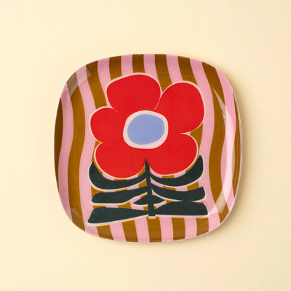 Poppy Pattern Decorative Enameled Tray