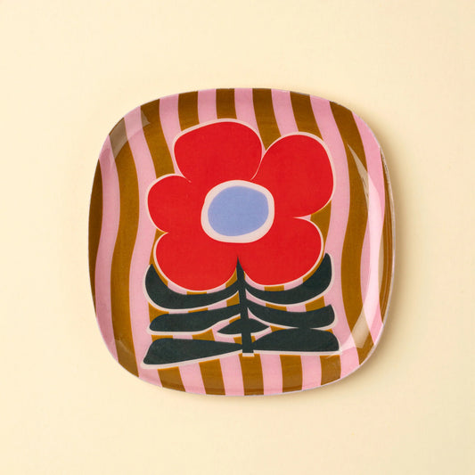 Poppy Pattern Decorative Enameled Tray