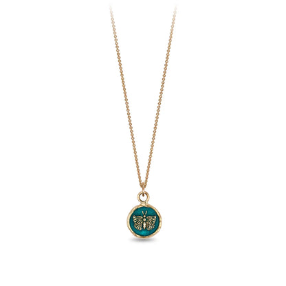 Butterfly 14K Gold Talisman Necklace | Mediterranean Blue