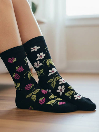 Women's Raspberry Bloom Mismatched Crew Socks
