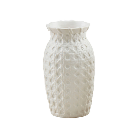 Woven Cane Ceramic Bud Vase