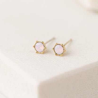 Astrid Stud Earrings - Pink Opal