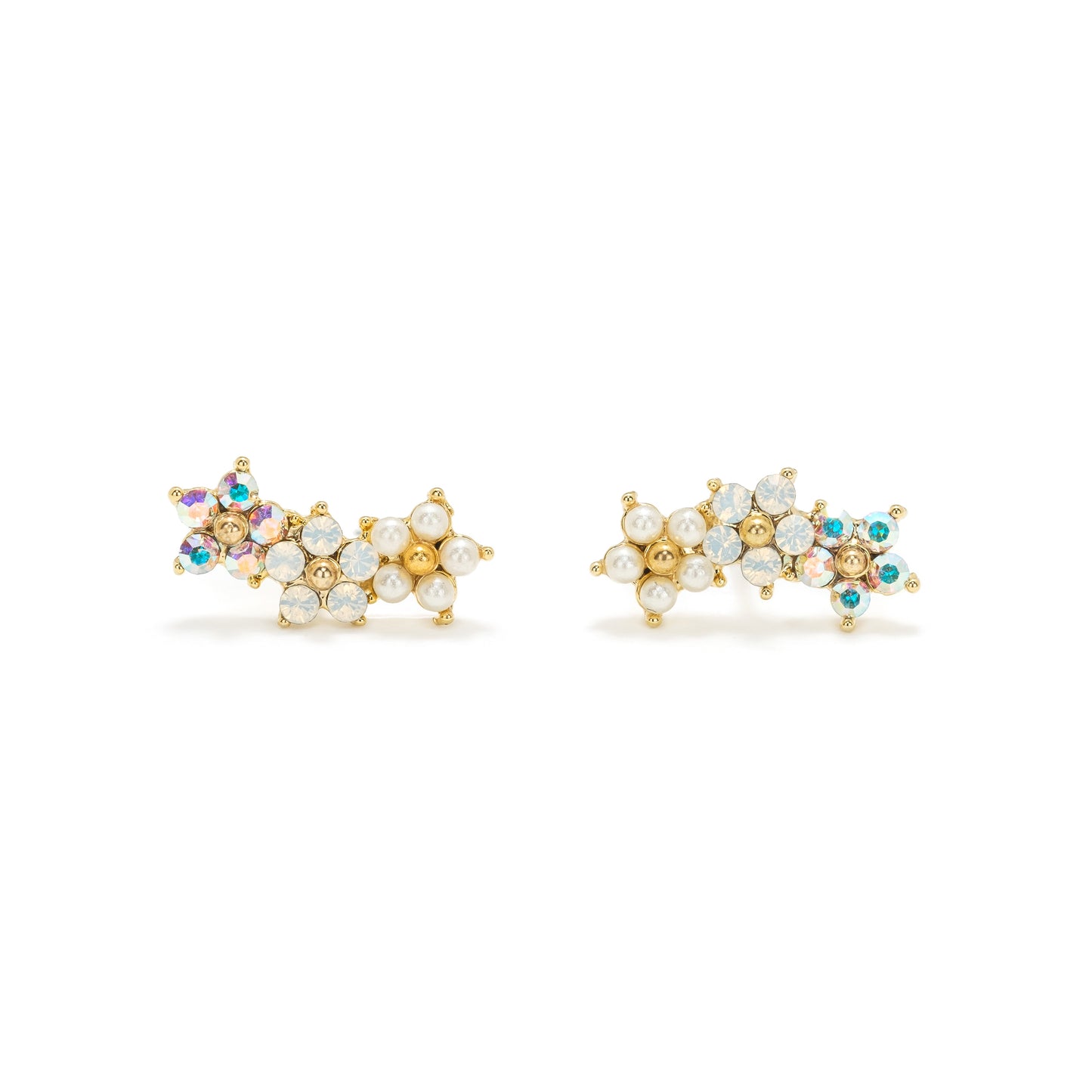 Floral Climber Earrings - White