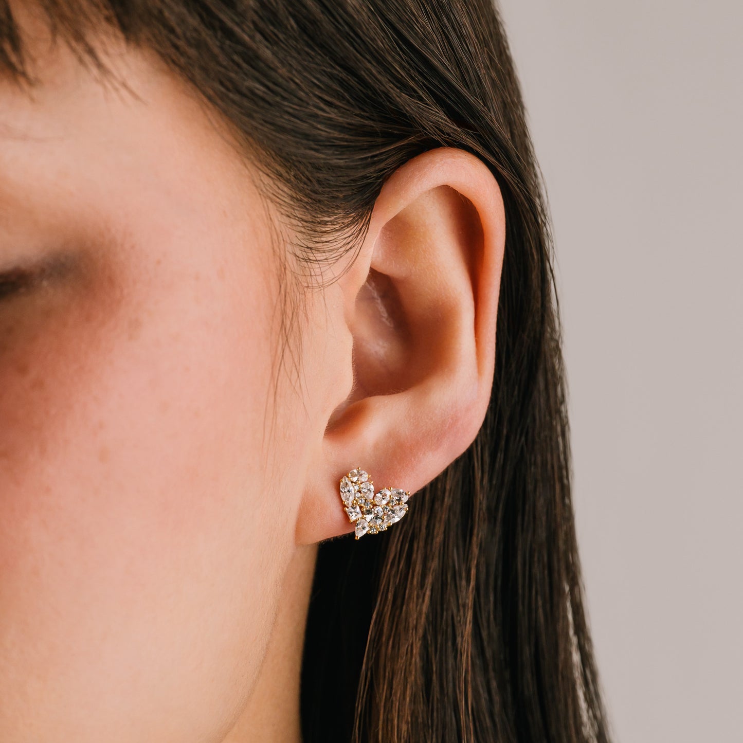 Mini Debut Heart Stud Earrings - Gold