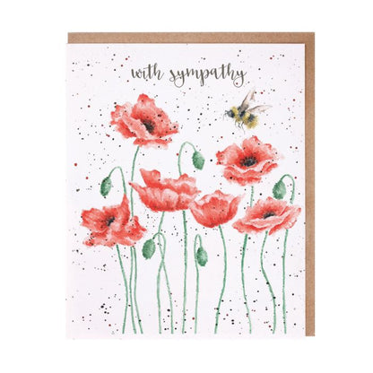Poppies and Bee Sympathy Card