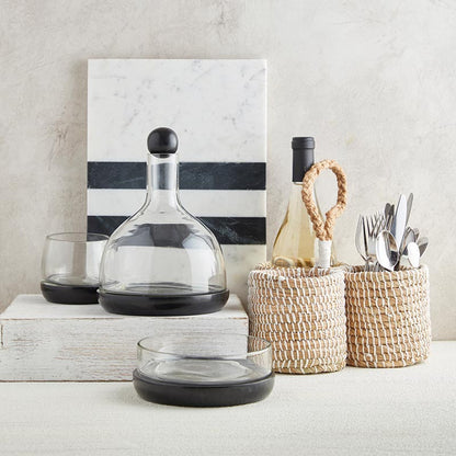 Small Black Marble and Glass Bowl