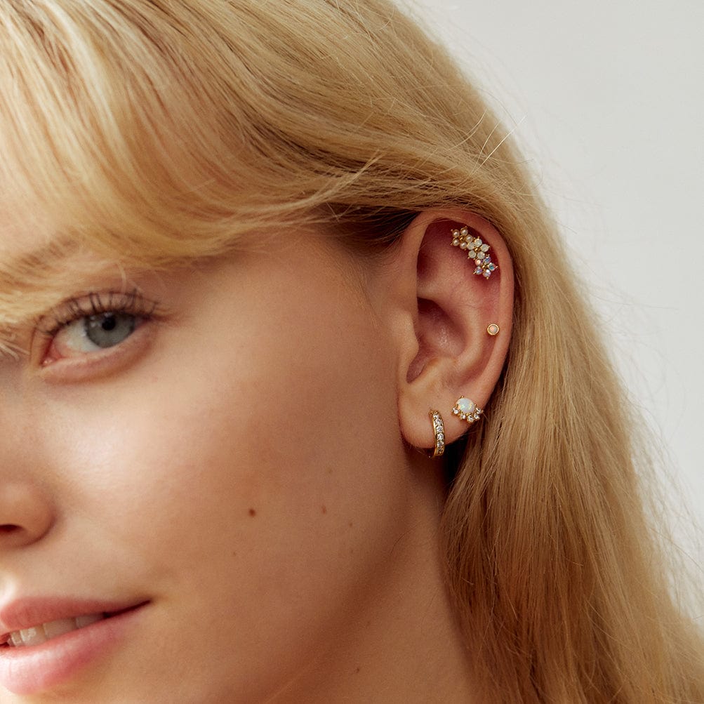 Floral Climber Earrings - White