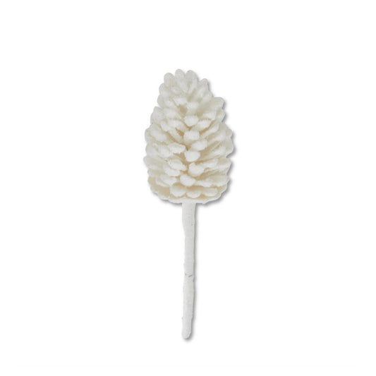 Snowy Pine Cone Pick White
