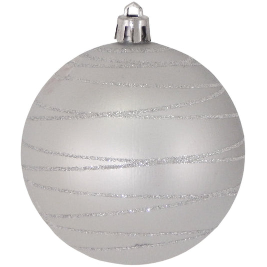 Dove Gray 6" Shatterproof Ball with Silver Tangles