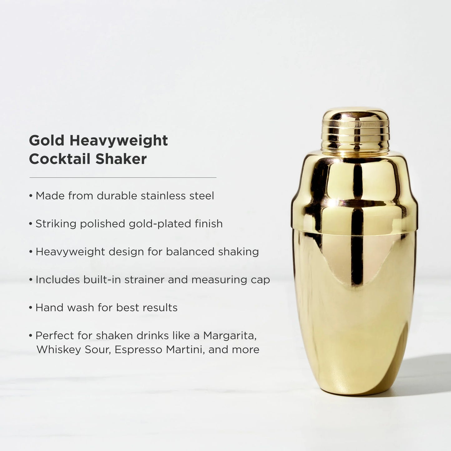 Belmont Heavyweight Cocktail Shaker | Gold