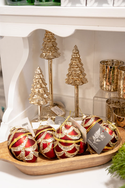 Gold Mercury Glass LED Christmas Tree Finials with Timer