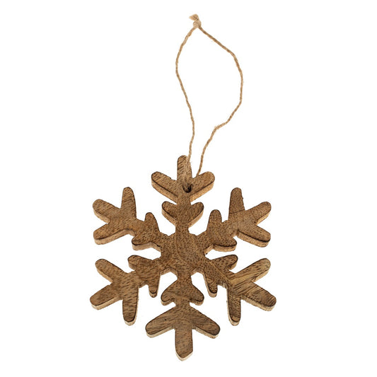 Wooden Frosty Snowflake Ornament, Natural