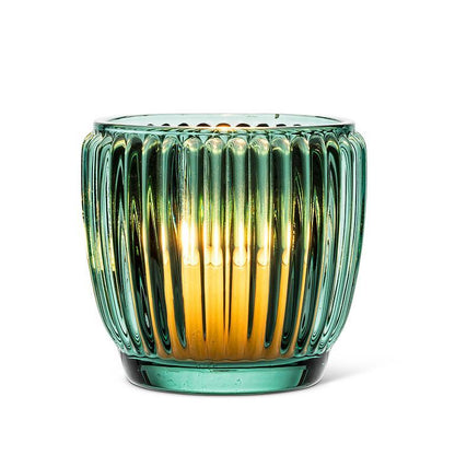 Teal Ribbed Votive