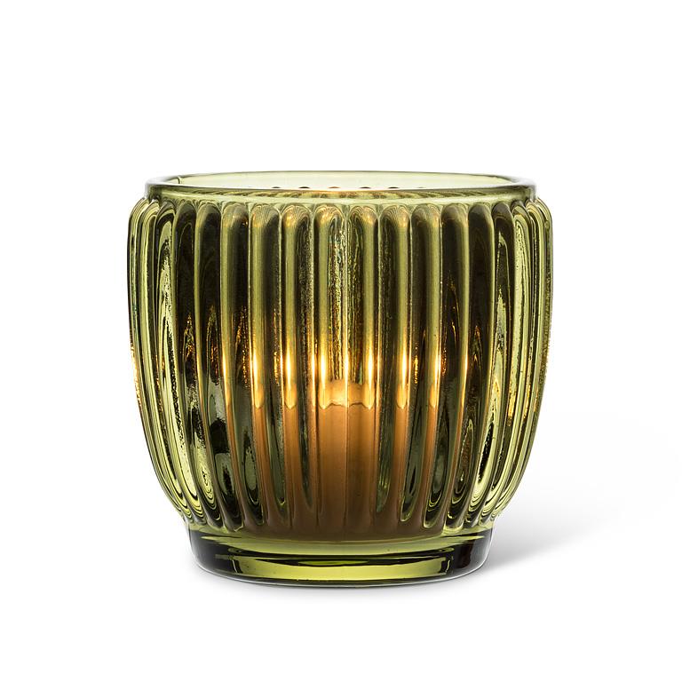 Green Ribbed Votive