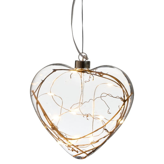 LED Clear Glass Heart Ornament