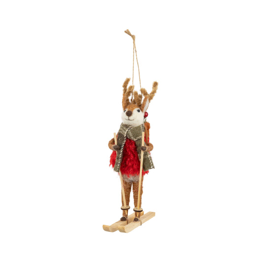 Felt Reindeer Ornament Skiing