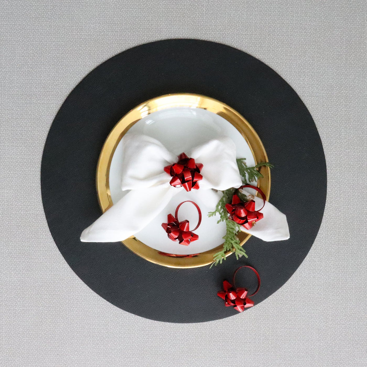 Red Ribbon Bow Napkin Ring Set Of 4