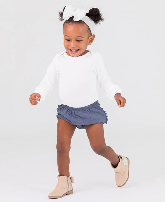 Faux Denim Knit RuffleButt Bloomer