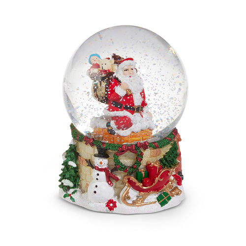 5.5" Musical Santa Out of the Chimney Water Globe