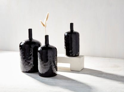 Black Bottle Stoneware Shiny Vases