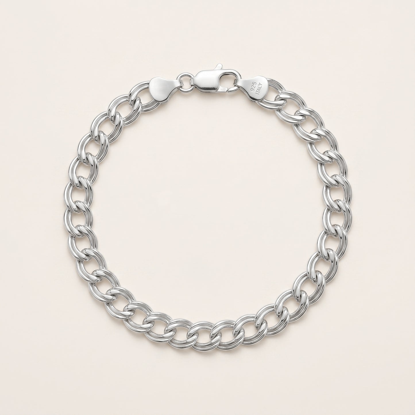 Sterling Silver Double Link Curb Bracelet 7.5"