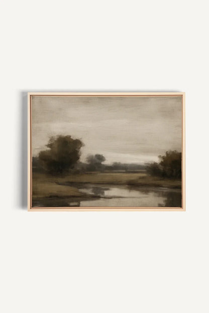Country River Landscape Framed Canvas Print 16 x 12