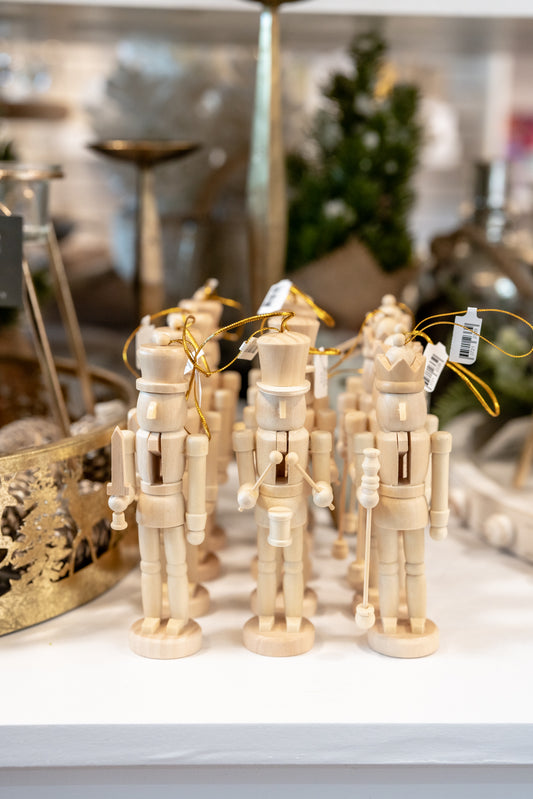5.5" Natural Wood Nutcracker Ornaments