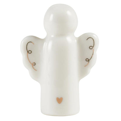 Ceramic Figurine Pine Wood Box - Angel
