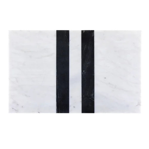 Marble Cheese Board with Black Stripes