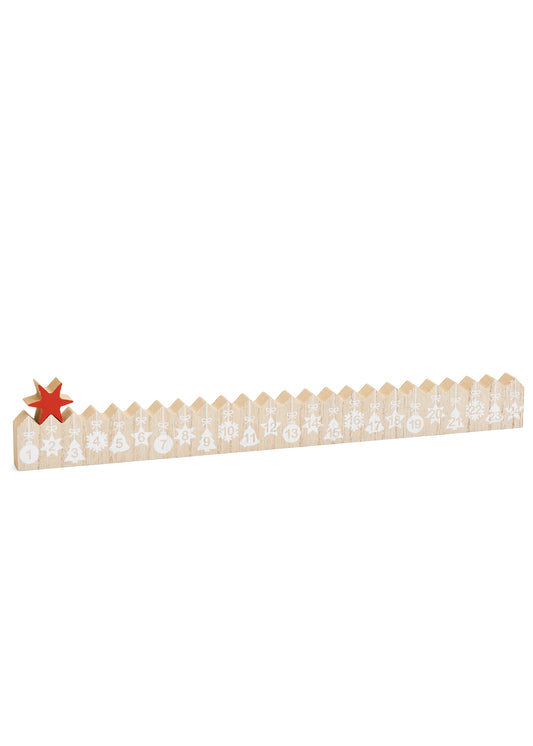 Wood Advent Calendar with Red Star, 25-Day Countdown | 15.5" Natural