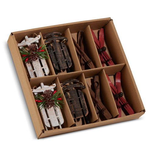 Assorted Sleigh and Ski Ornaments
