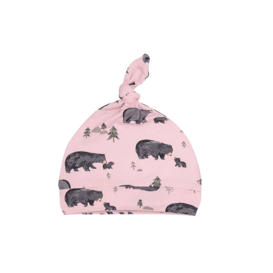 Black Bear Pink Knotted Hat