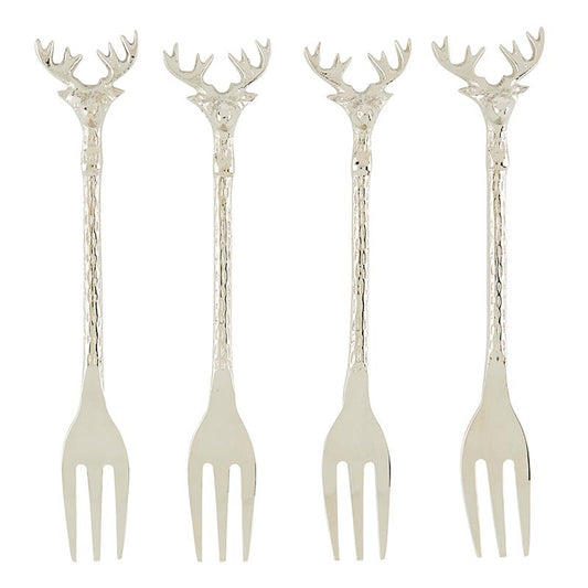 Silver Stag Appetizer Forks - Set of 4