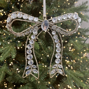 7.25" Clear Jewelled Bow Ornament