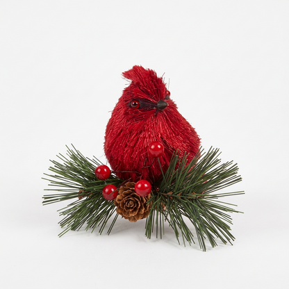 Cardinal on Greenery Clip-On Ornament