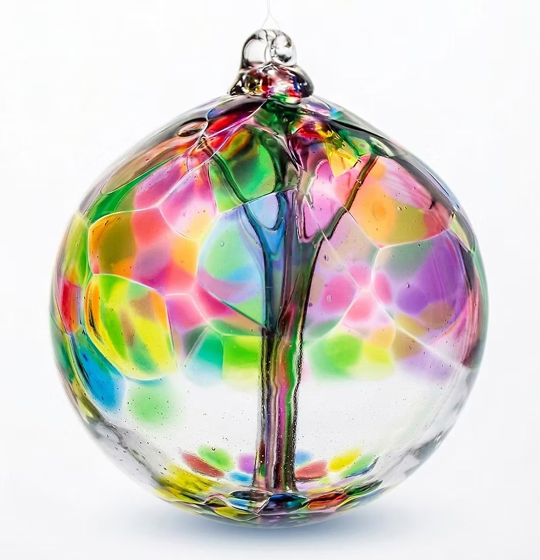 Tree of Summer Blown Glass Orb