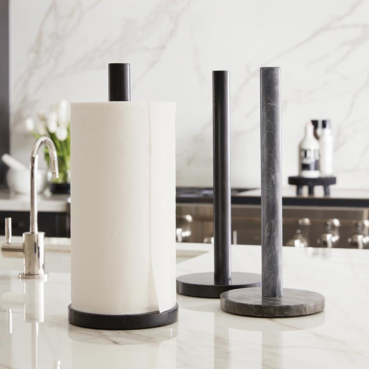 Marble Paper Towel Holder - Gray