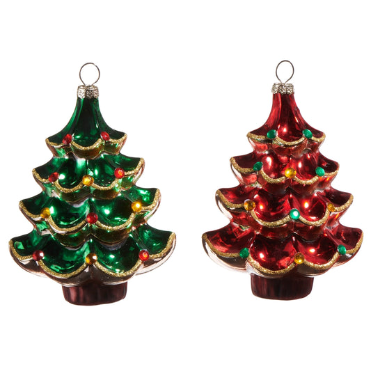 Vintage Glass Christmas Tree Ornament, 4.5"