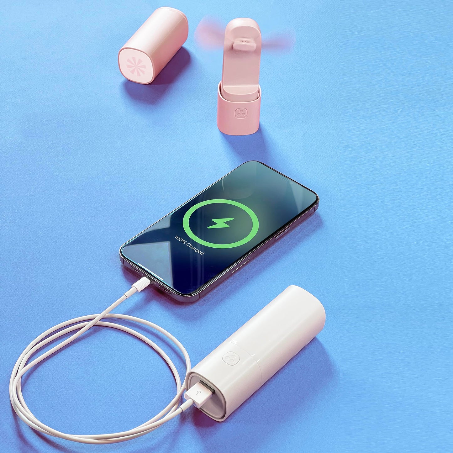 Easy Breezy Portable Fan & Power Bank : Pink