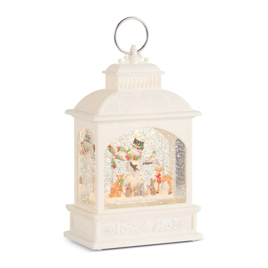 Woodland Christmas Party Lighted Water Lantern – 8.5" Snow Globe Lantern with Swirling Glitter