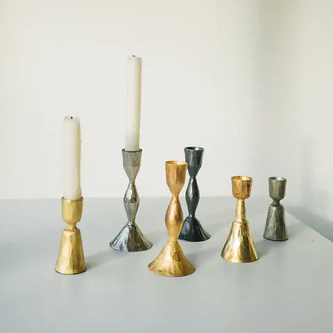 Zora Forged Candlestick, Gold