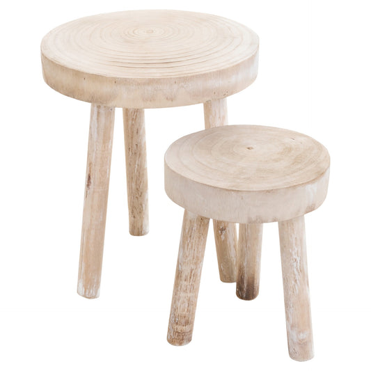 Whitewash Wooden Display Stools