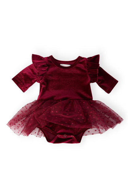 Cranberry Velvet Tutu Body Suit
